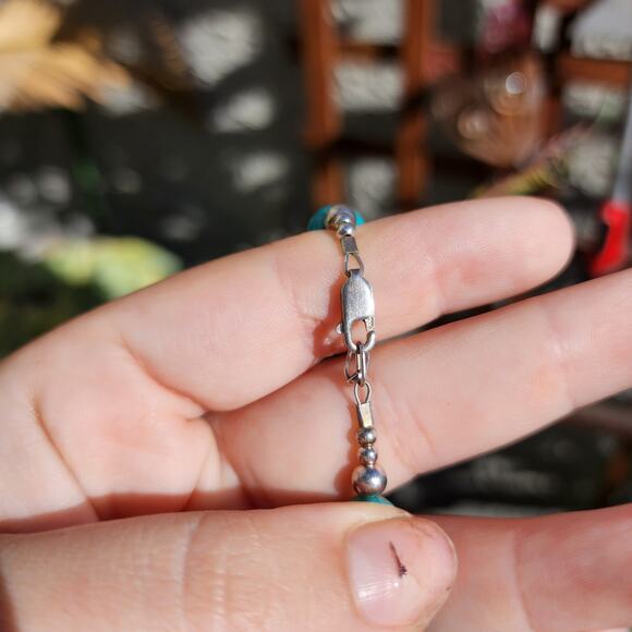 Relios Carolyn Pollack Bracelent Genuine Turquoise 925 Sterling Silver Beaded - Picture 11 of 11